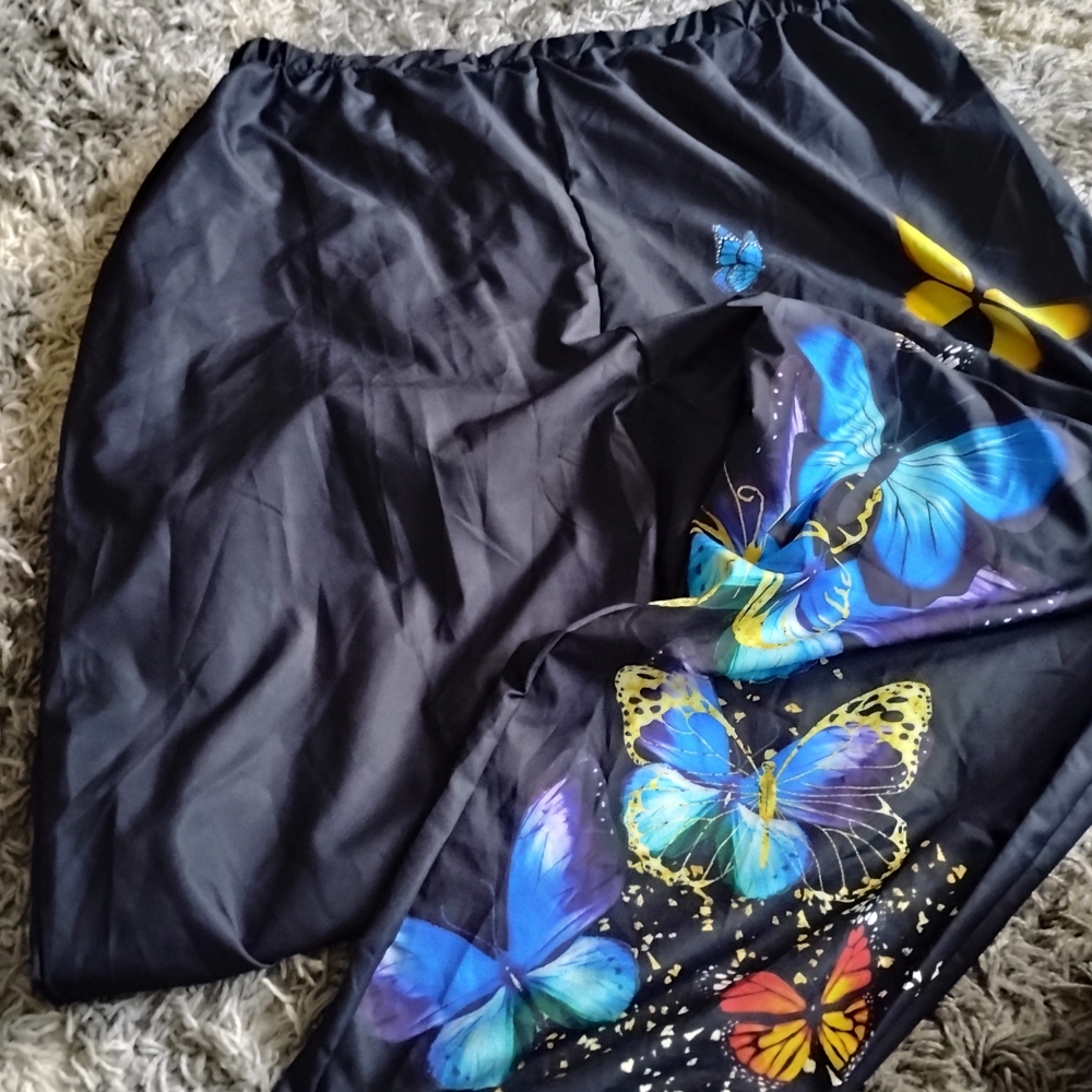 Butterfly Print Black Skirt